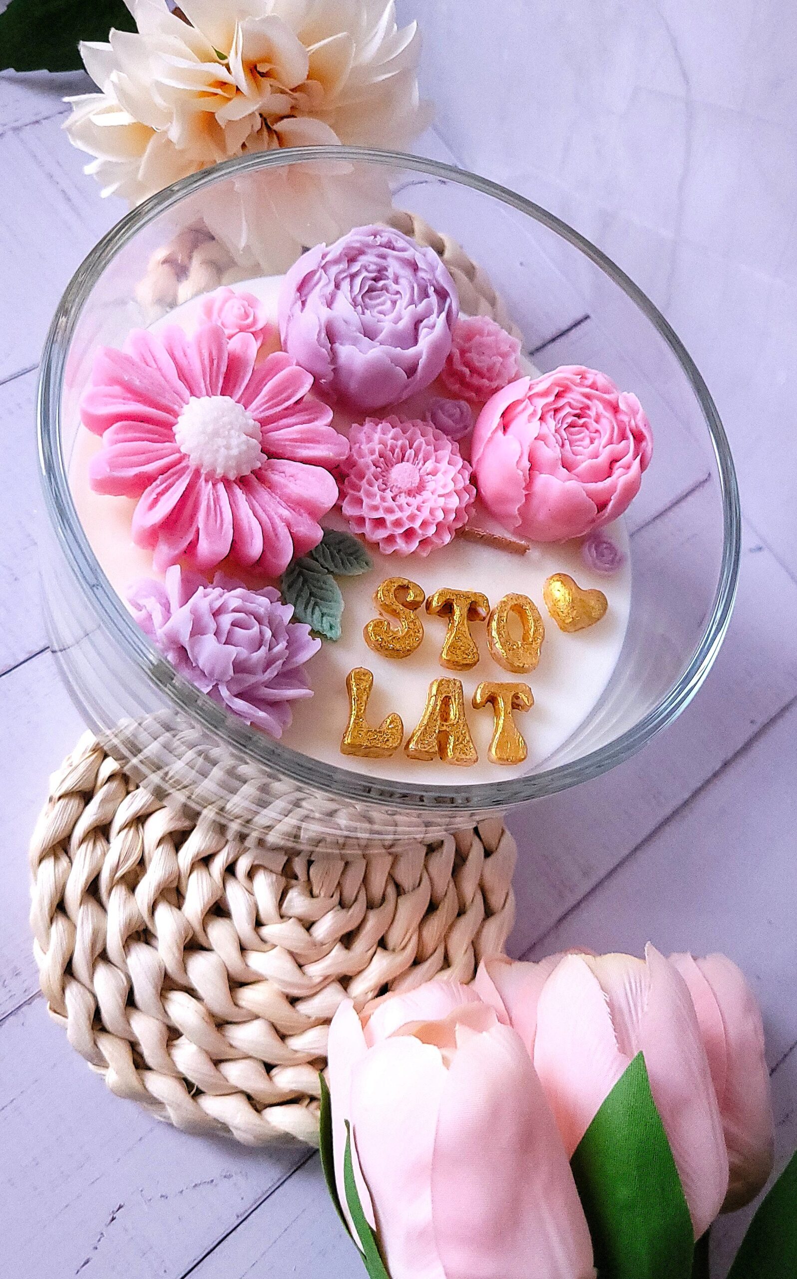 DUŻA ŚWIECA URODZINOWA KWIATOWA - obrazek 2