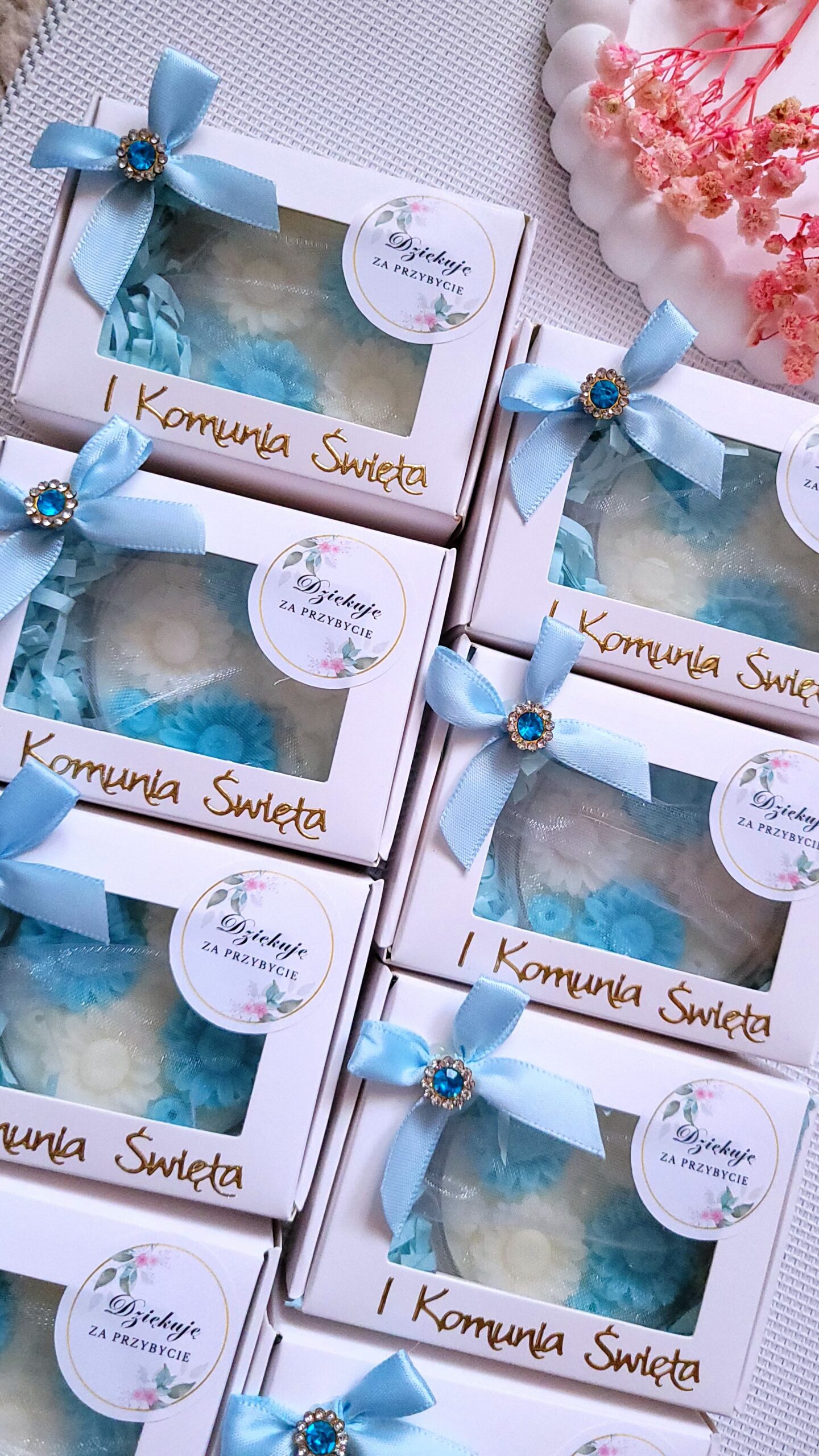Świece "Stokrotki" (wersja niebieska) podziękowania Komunia - obrazek 7