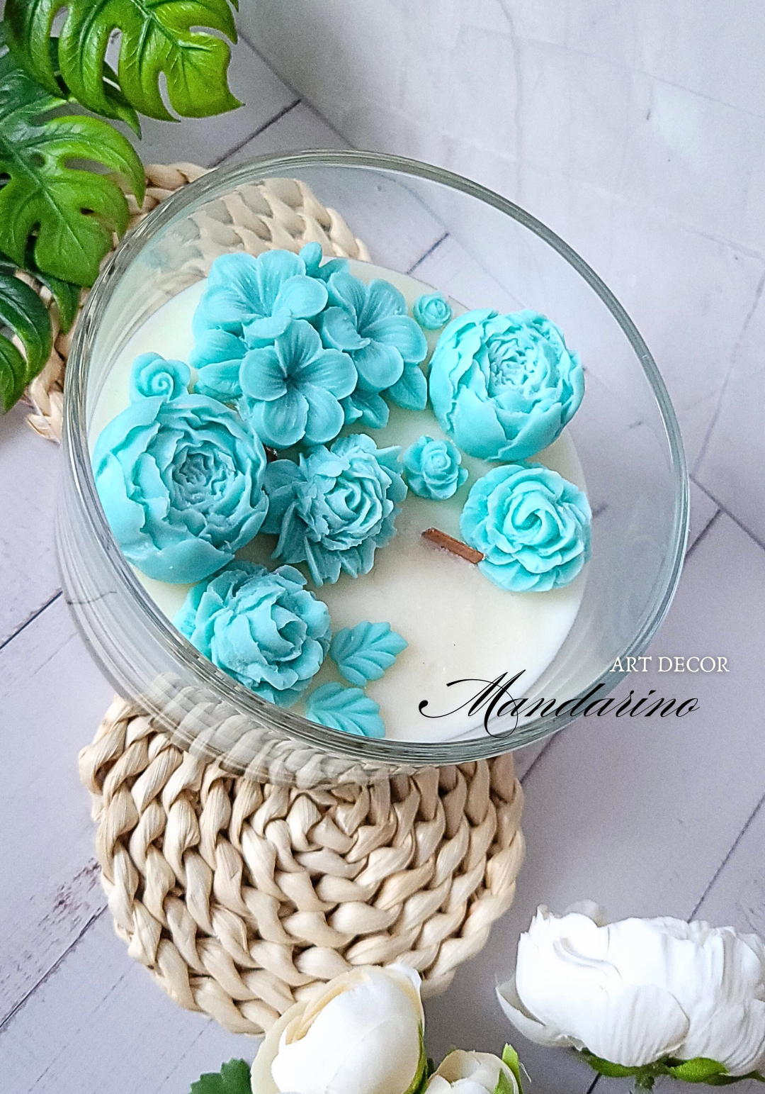 ŚWIECA KWIATOWA BLUE "LIVIA" - obrazek 2