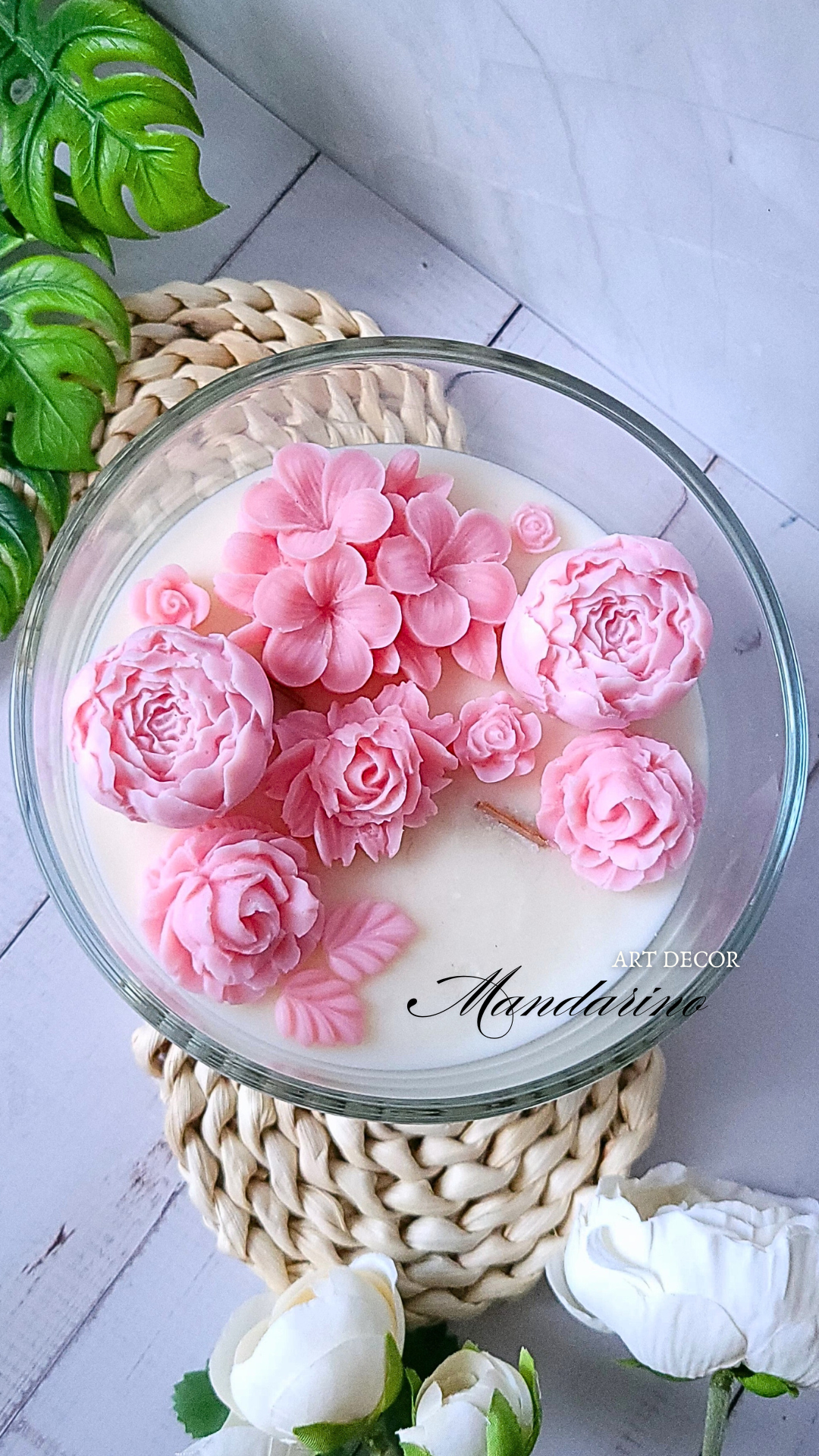 ŚWIECA KWIATOWA RÓŻ "LIVIA"