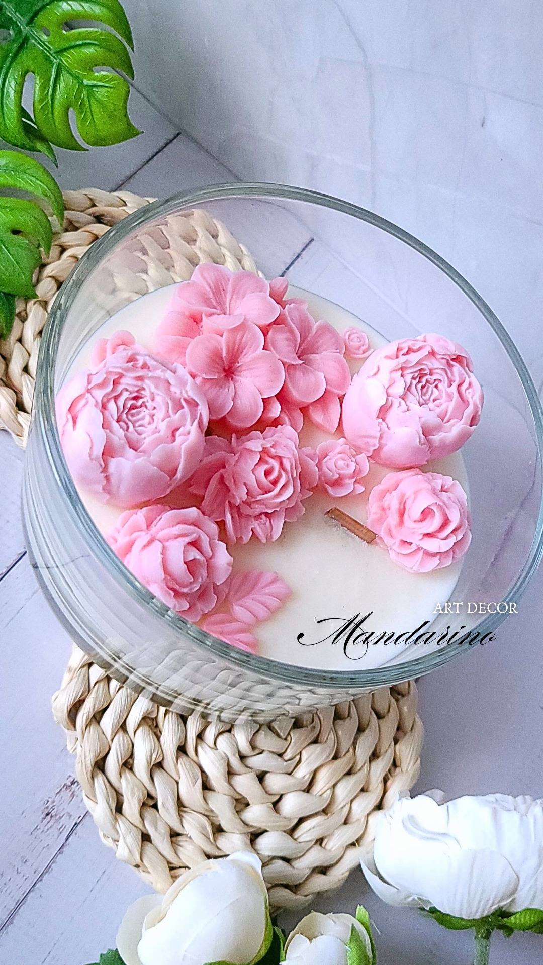 ŚWIECA KWIATOWA RÓŻ "LIVIA" - obrazek 2