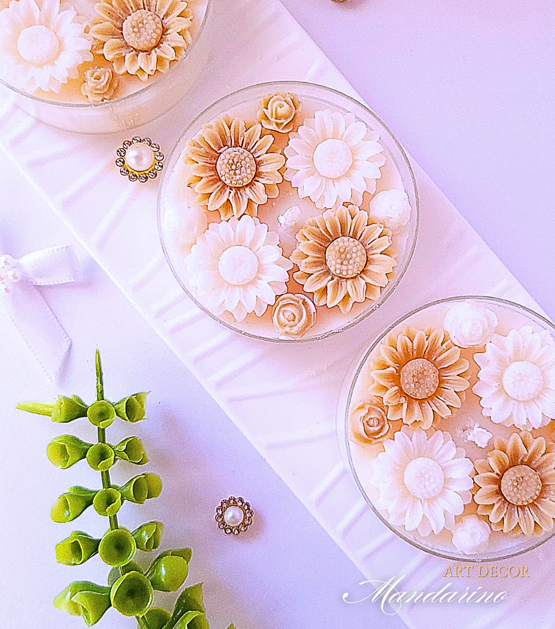 Świece "Stokrotki" (wersja beżowa) podziękowania Wesele - obrazek 2