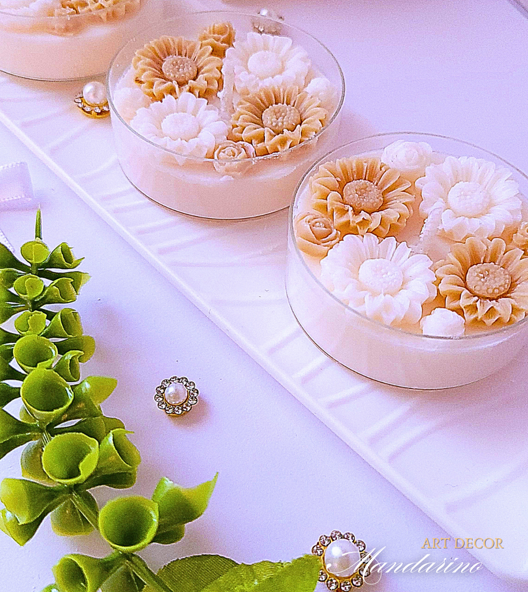 Świece "Stokrotki" (wersja beżowa) podziękowania Wesele - obrazek 3