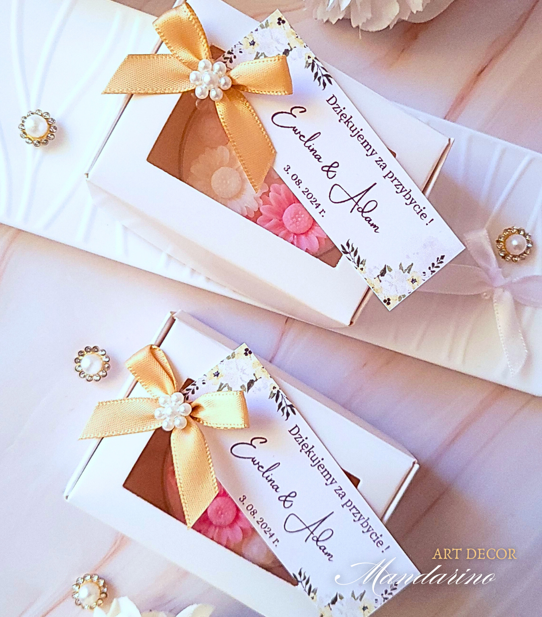 Świece "Stokrotki" (wersja beżowa) podziękowania Wesele - obrazek 5
