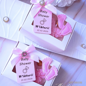 Świece "Stokrotki" (wersja różowa) podziękowania Baby Shower