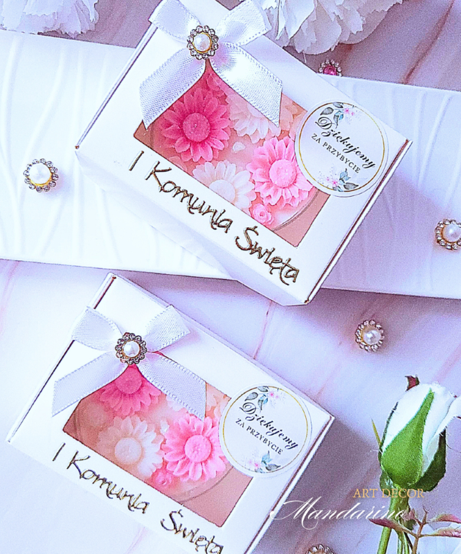 Świece "Stokrotki" (wersja różowa) podziękowania Komunia - obrazek 6