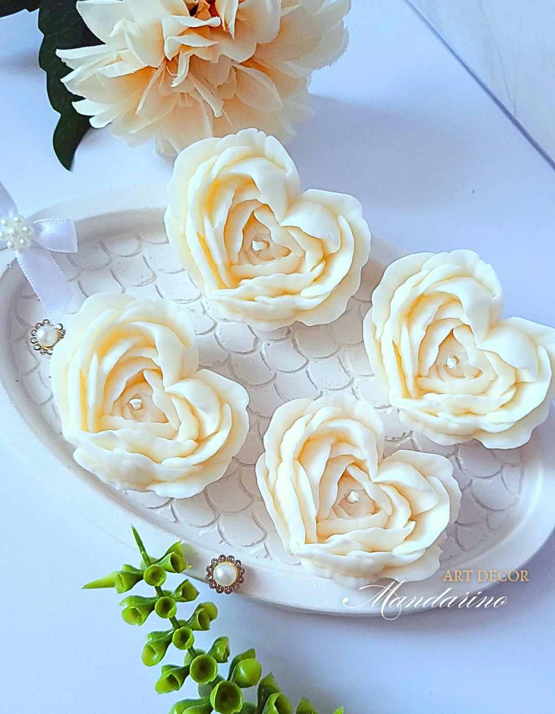 Świece SERCA-RÓŻE 3D w ozdobnym pudełku na Wesele - obrazek 2