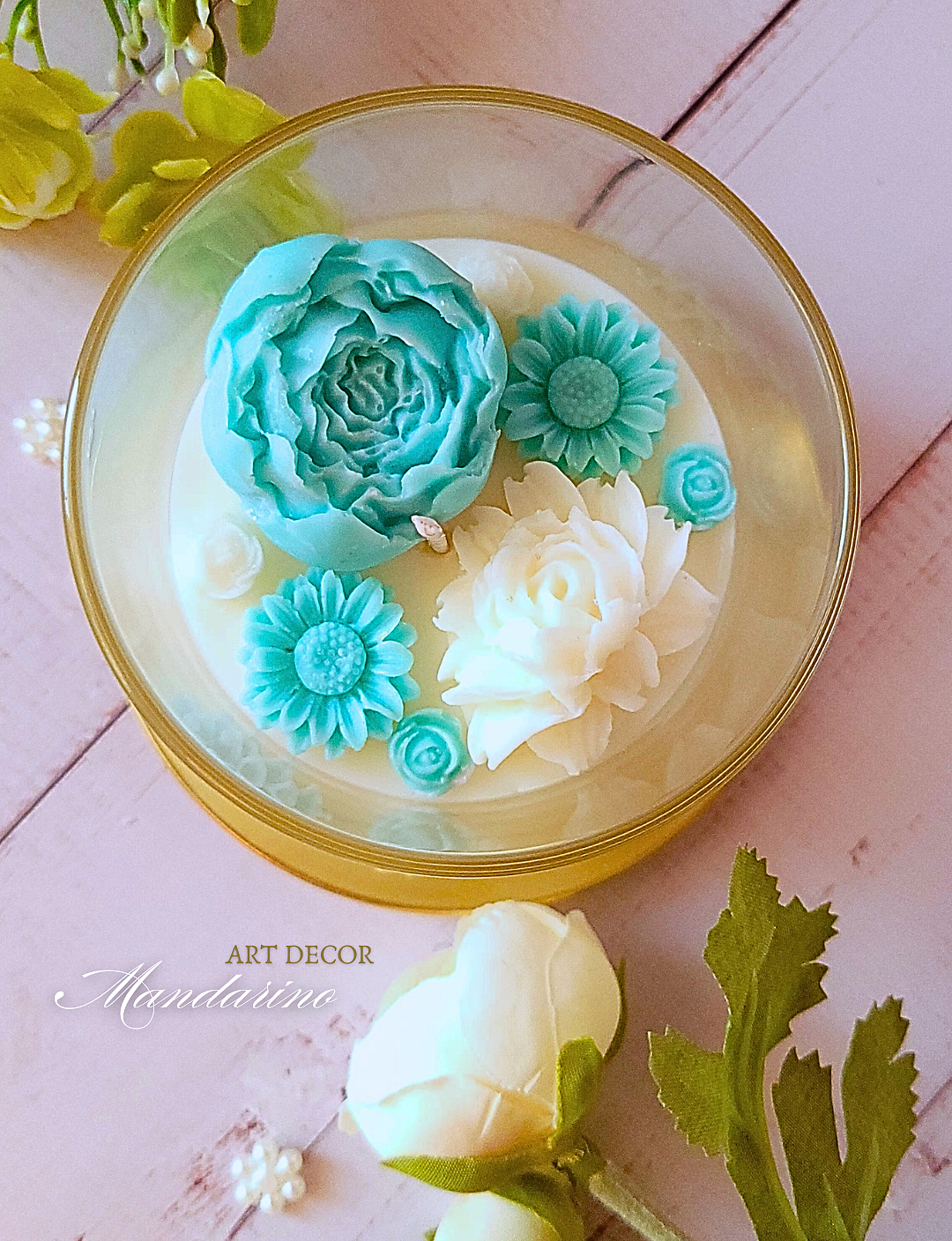 MAŁA ŚWIECA KWIATOWA "CLARA" (wersja niebieska) - obrazek 3