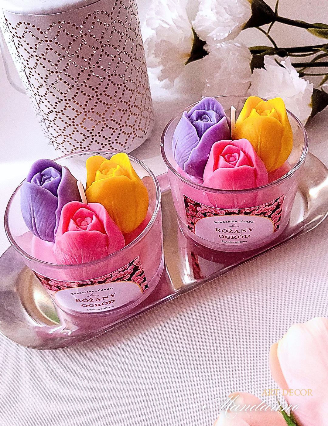 MAŁA ŚWIECA TULIPANY "RÓŻANY OGRÓD" - obrazek 4