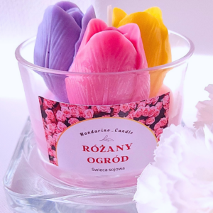 MAŁA ŚWIECA TULIPANY "RÓŻANY OGRÓD"
