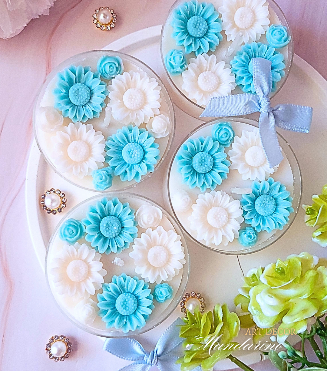 Świece "Stokrotki" (wersja niebieska) podziękowania Komunia - obrazek 4