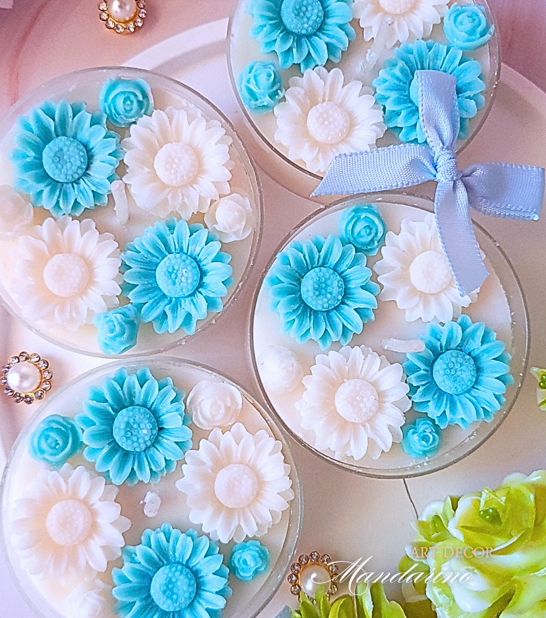 Świece "Stokrotki" (wersja niebieska) podziękowania Komunia - obrazek 5