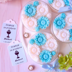 Świece "Stokrotki" (wersja niebieska) podziękowania Komunia
