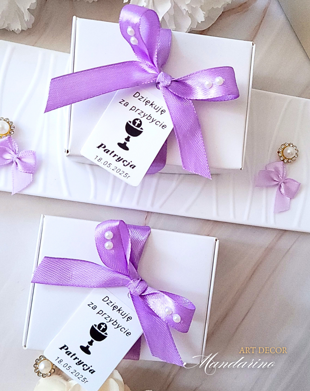 Świece "Stokrotki" (wersja fioletowa) podziękowania Komunia - obrazek 6