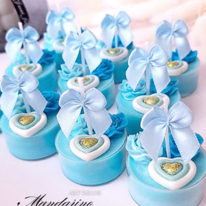 Świece "Małe Różyczki z Sercem" (wersja niebieska) na podziękowania Komunia