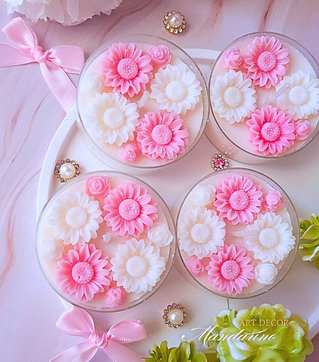 Świece "Stokrotki" (wersja różowa) podziękowania Komunia - obrazek 4