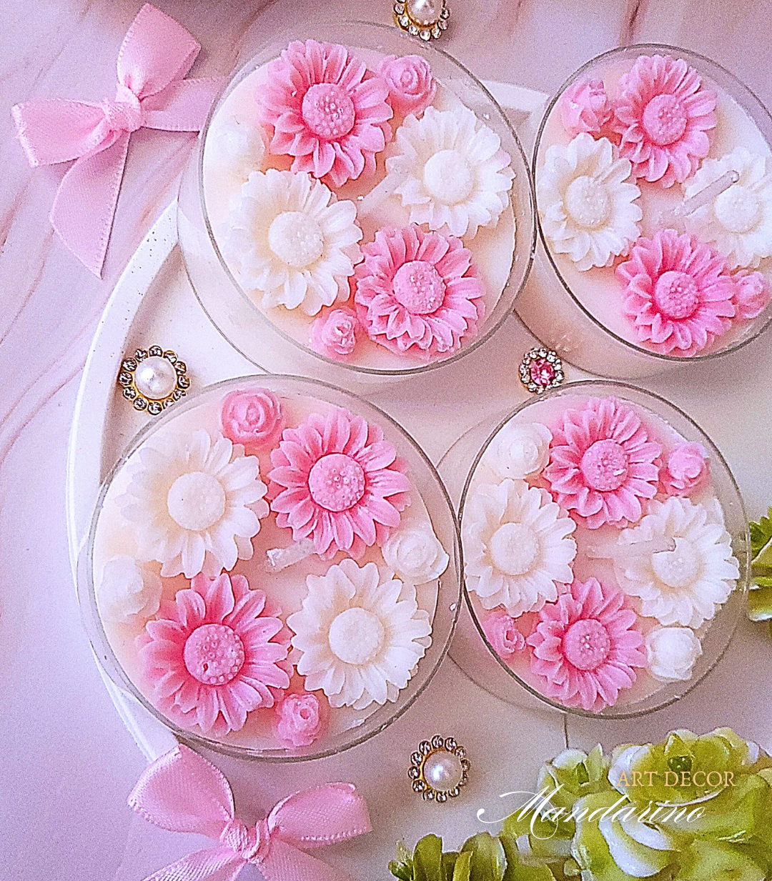 Świece "Stokrotki" (wersja różowa) podziękowania Komunia - obrazek 3