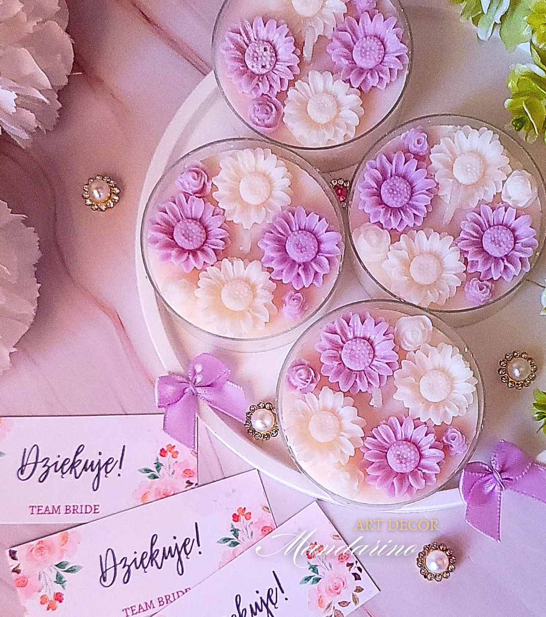 Świece "Stokrotki" (wersja fioletowa) na podziękowania Wieczór Panieński - obrazek 4