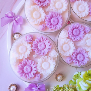 Świece "Stokrotki" (wersja fioletowa) podziękowania Komunia