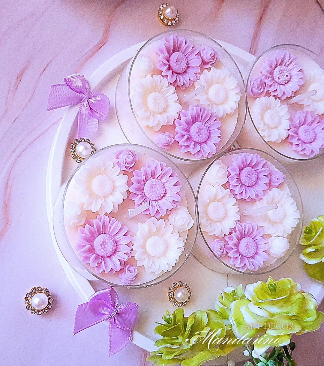 Świece "Stokrotki" (wersja fioletowa) na podziękowania Wieczór Panieński - obrazek 3