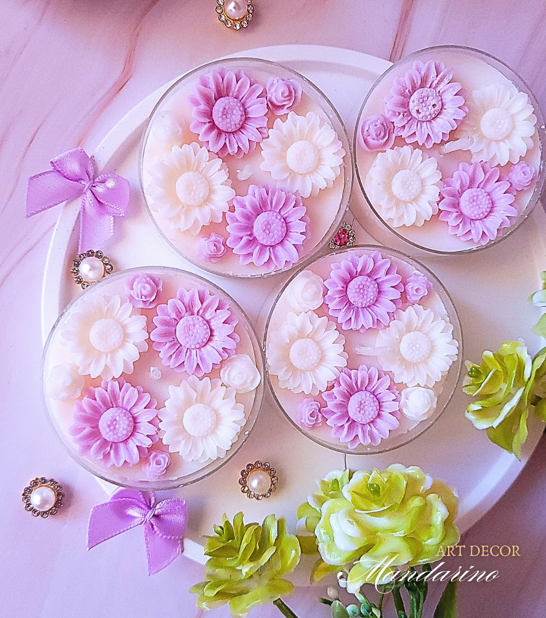 Świece "Stokrotki" (wersja fioletowa) podziękowania Chrzest