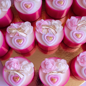 Świece "Małe Różyczki z Sercem" (wersja róż) na podziękowania Komunia
