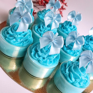 Świece "Róże z Kokardą" na podziękowania (wersja niebieska)