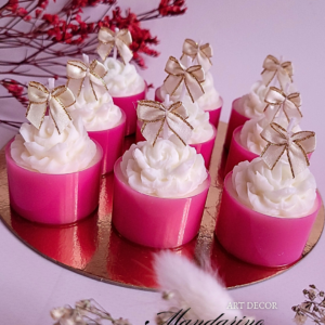 Świece "Róże z Kokardą" na podziękowania Wesele (wersja biel-róż)