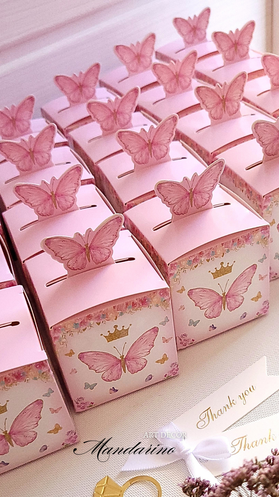 Pudełko różowe MOTYL na podziękowania