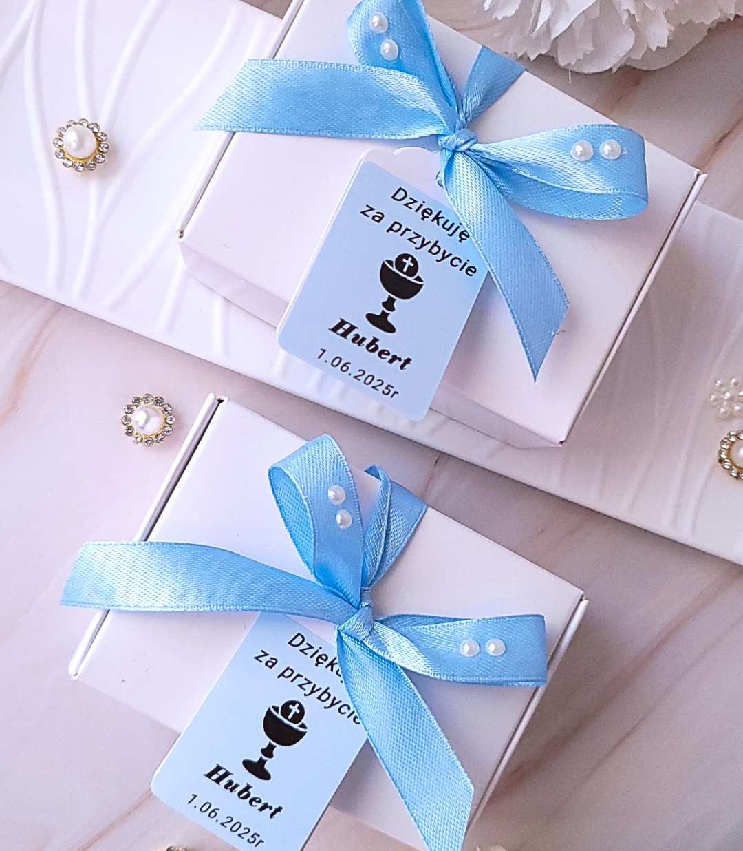 Świece "Liski" (wersja niebieska) podziękowania Komunia - obrazek 5