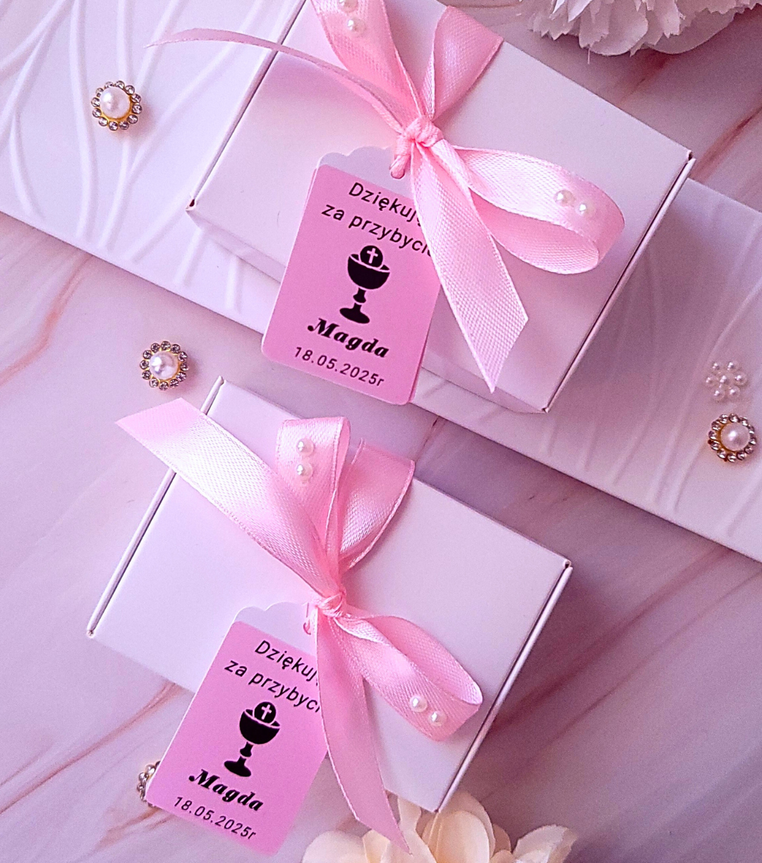 Świece "Stokrotki" (wersja różowa) podziękowania Komunia - obrazek 5