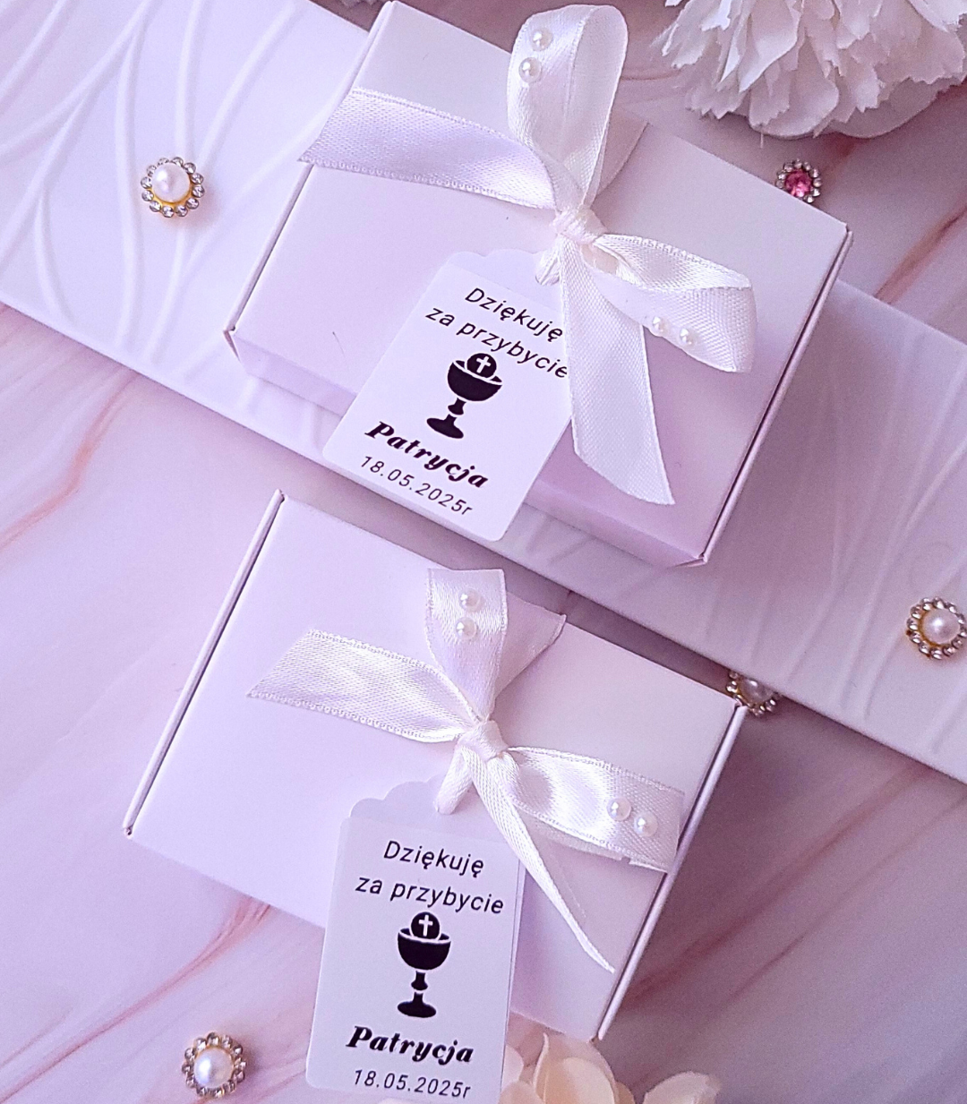 Świece "Stokrotki" (wersja fioletowa) podziękowania Komunia - obrazek 5