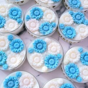 Świece "Stokrotki" (wersja niebieska) podziękowania Chrzest