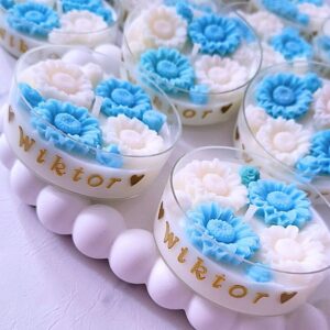 Świece "Stokrotki" (wersja niebieska) podziękowania Roczek