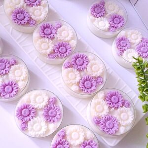 Świece "Stokrotki" (wersja fioletowa) podziękowania Baby Shower