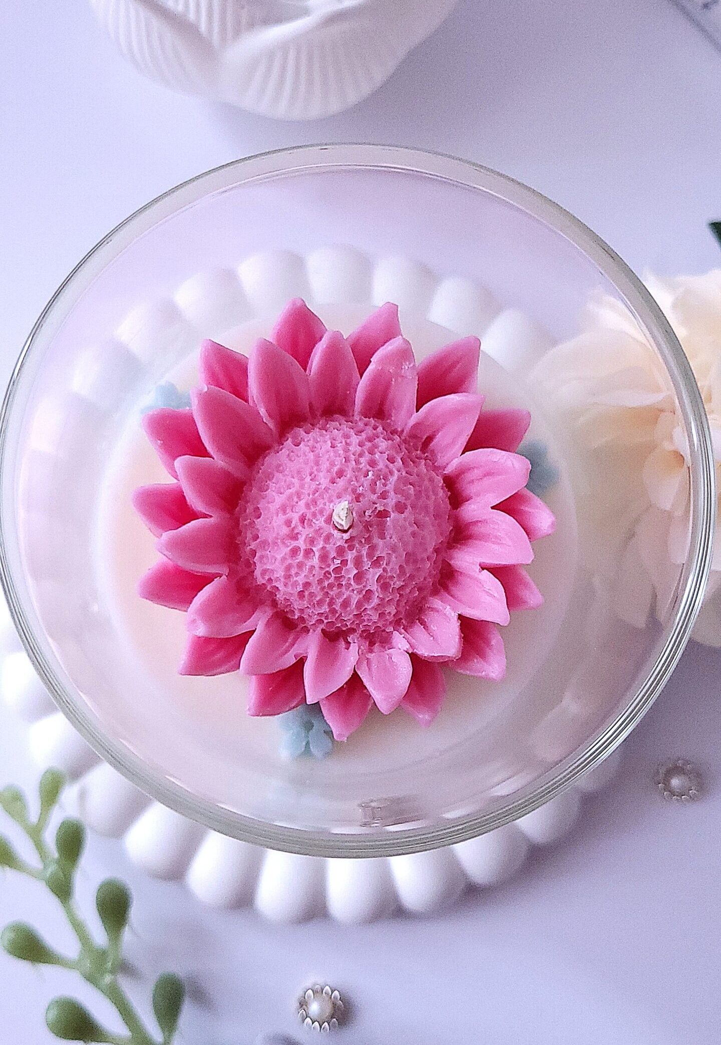 MAŁA ŚWIECA "SŁONECZNIK" (wersja różowa) - obrazek 2