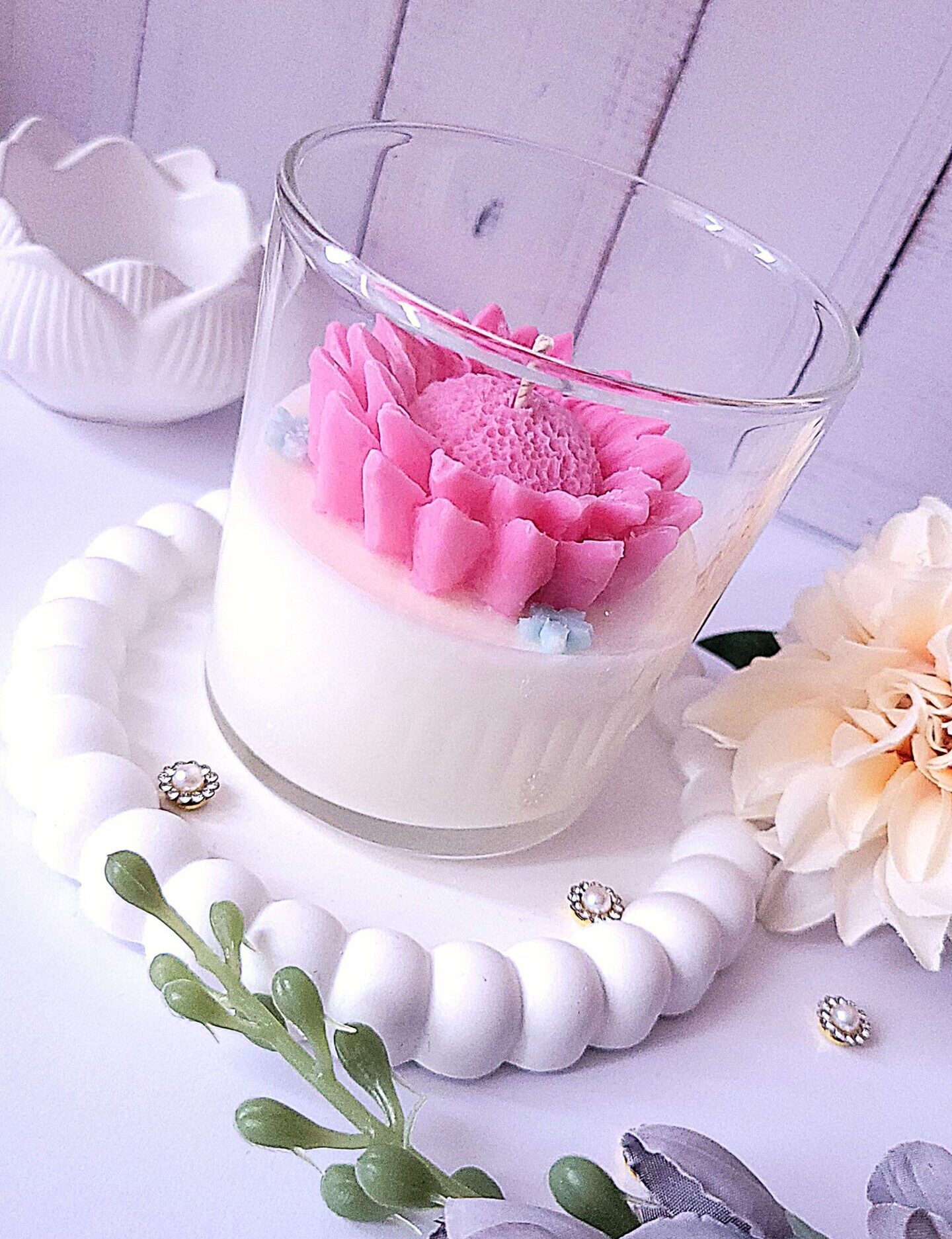 MAŁA ŚWIECA "SŁONECZNIK" (wersja różowa) - obrazek 3