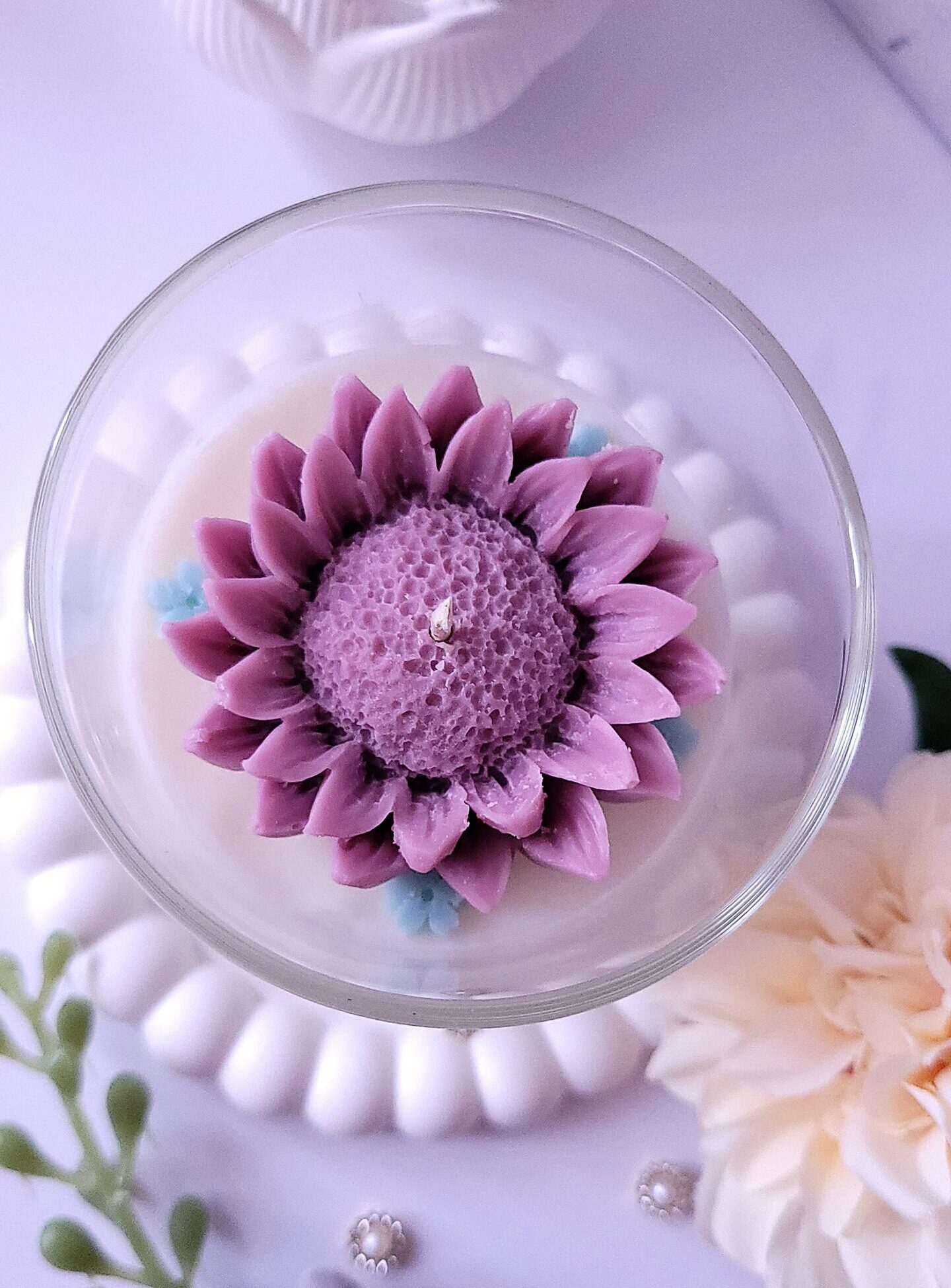 MAŁA ŚWIECA "SŁONECZNIK" dla Mamy (wersja fioletowa) - obrazek 3