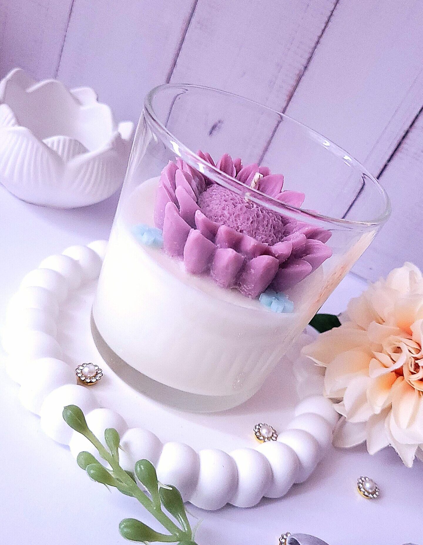 MAŁA ŚWIECA "SŁONECZNIK" dla Mamy (wersja fioletowa) - obrazek 4