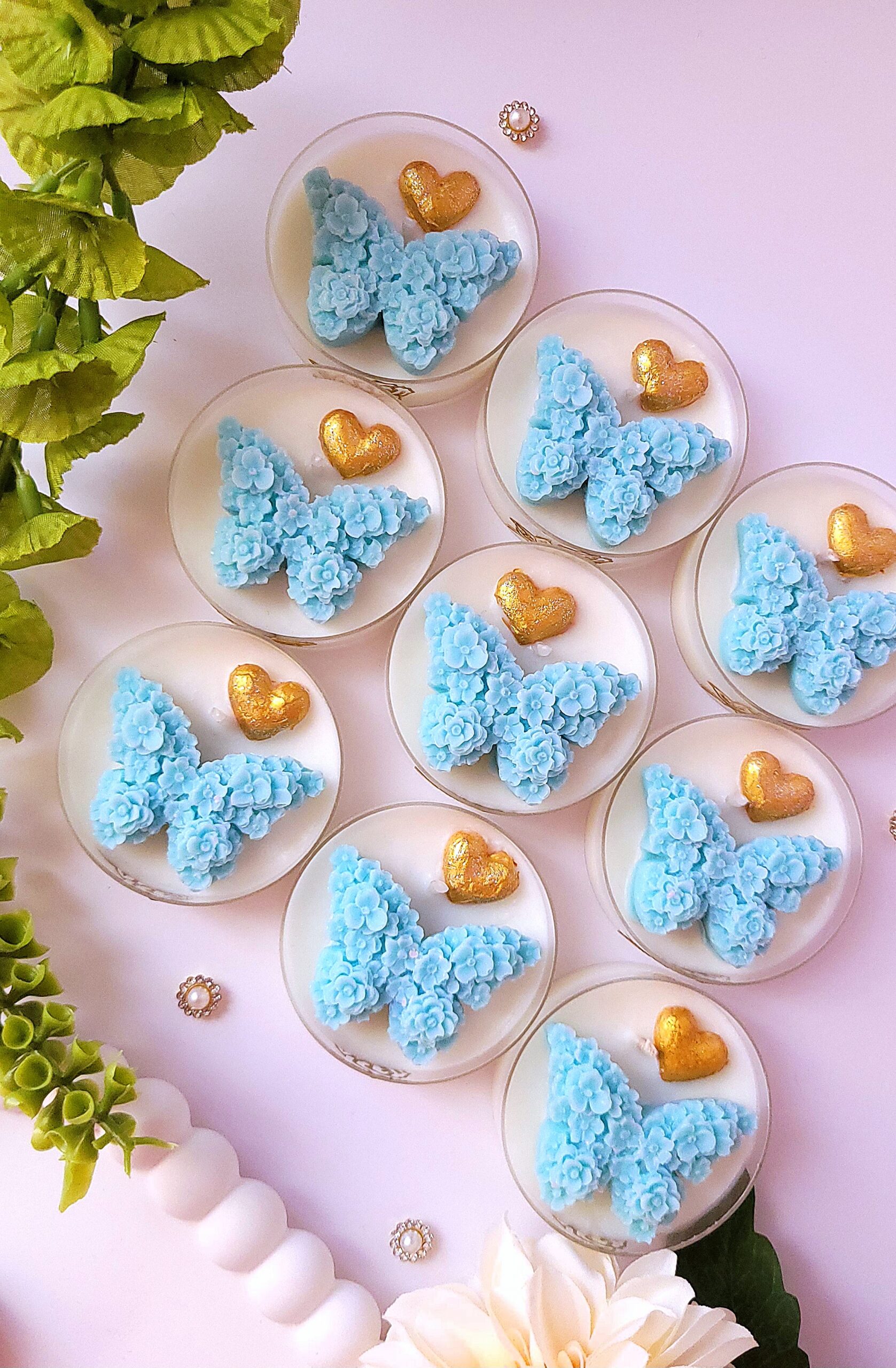 Świece "Motyl" (wersja niebieska) na podziękowania Komunia Św - obrazek 3