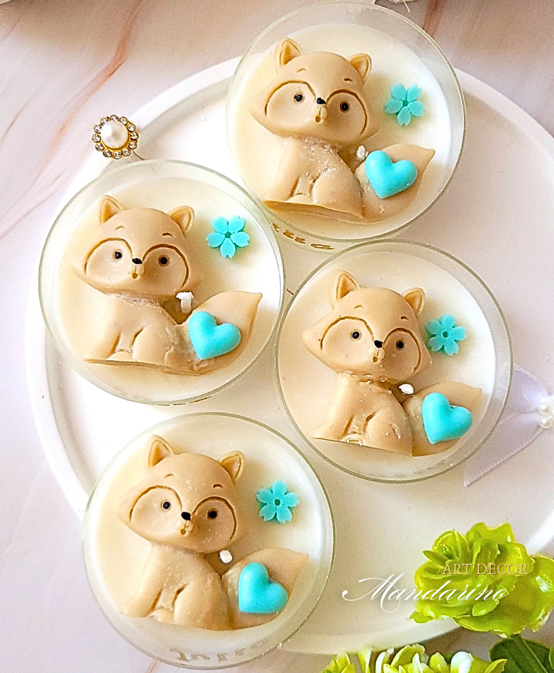 Świece "Liski" (wersja niebieska) podziękowania Komunia - obrazek 3