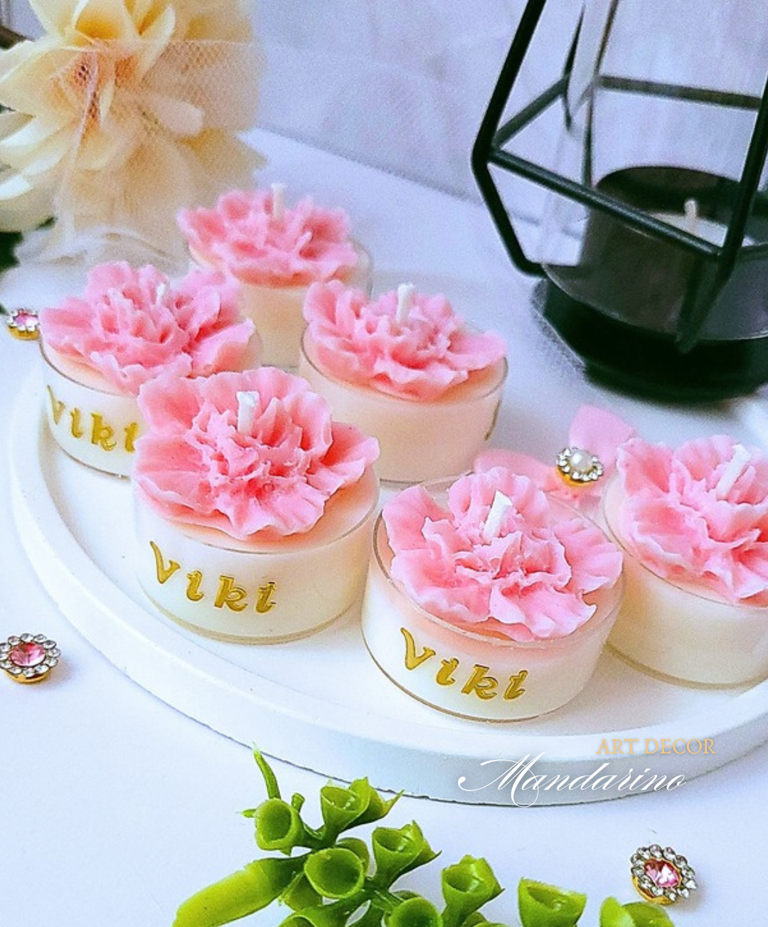 Świece "Goździki" (wersja róż) na podziękowania Komunia