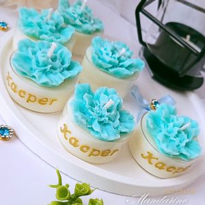 Świece "Goździki" (wersja niebieska) na podziękowania Komunia