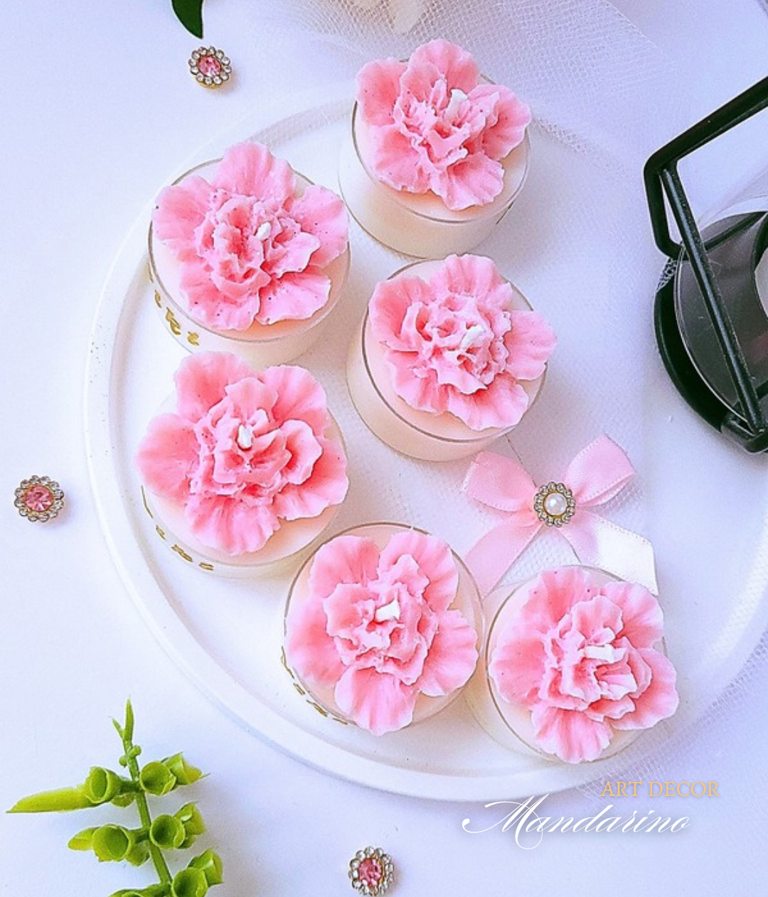 Świece "Goździki" (wersja róż) na podziękowania Komunia - obrazek 2