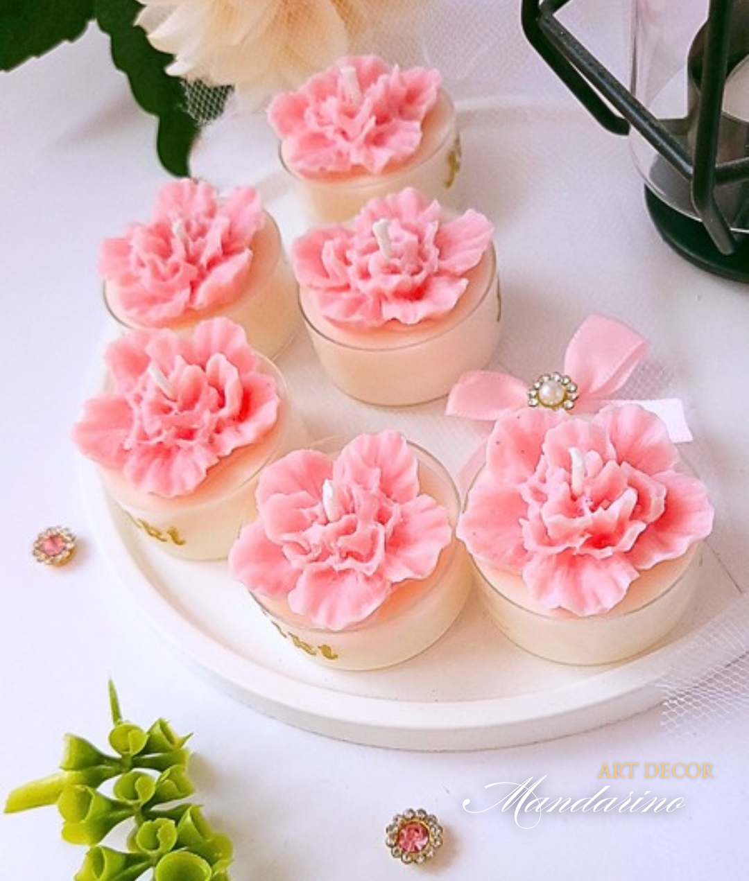 Świece "Goździki" (wersja róż) na podziękowania Komunia - obrazek 4