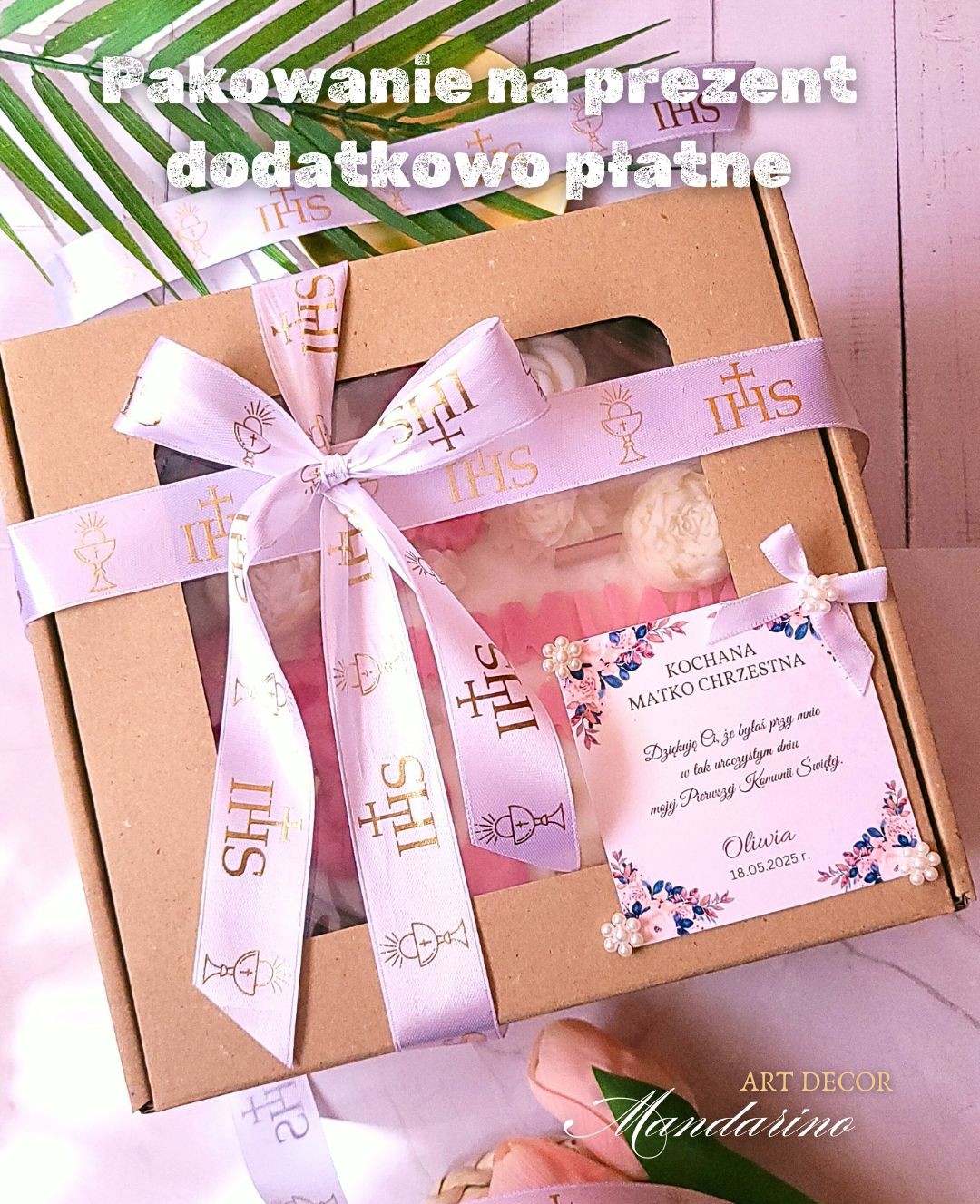 DUŻA ŚWIECA NA PIERWSZĄ KOMUNIĘ ŚWIĘTĄ (wersja różowa) - obrazek 6