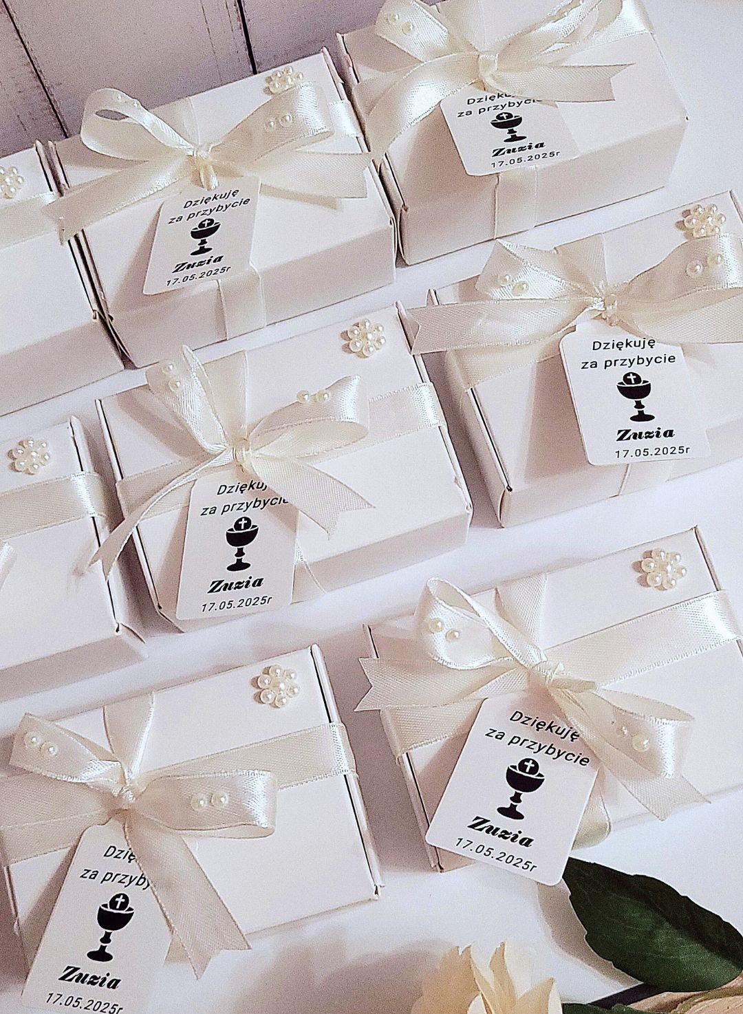 Świece "Stokrotki" (wersja beżowa) podziękowania Komunia - obrazek 4