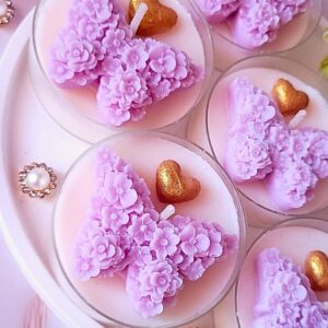 Świece "Motyl" (wersja wrzosowa) podziękowania na Urodziny