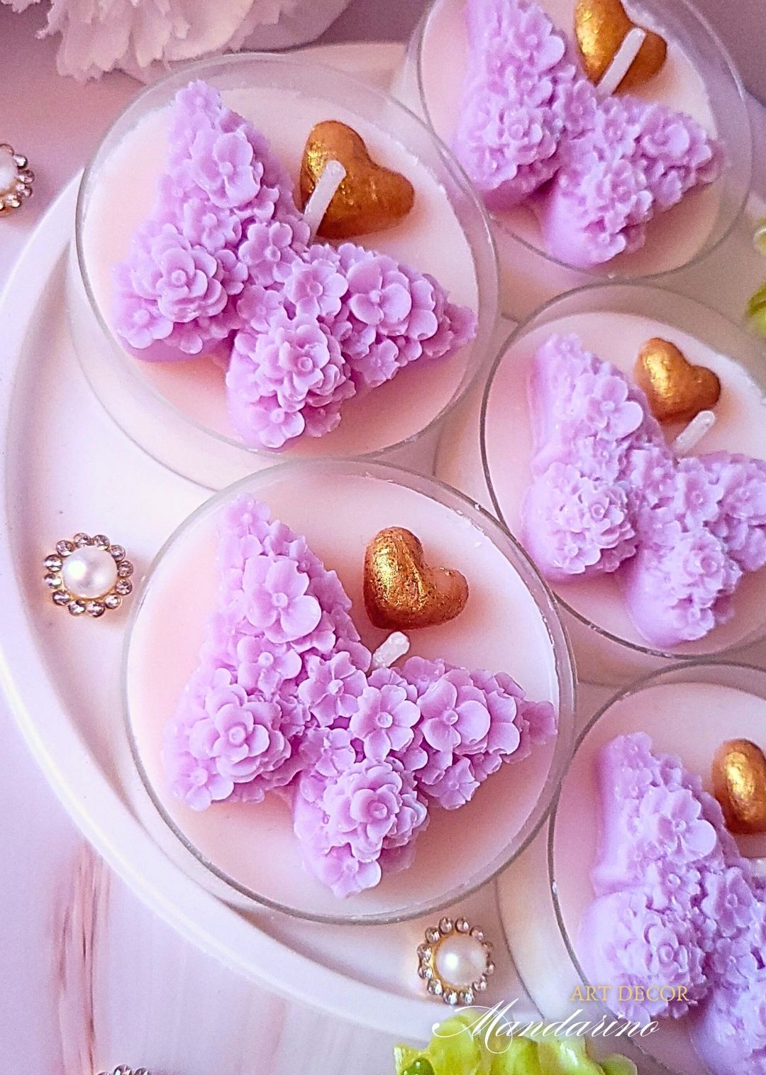 Świece "Motyl" (wersja wrzosowa) podziękowania na Roczek - obrazek 2