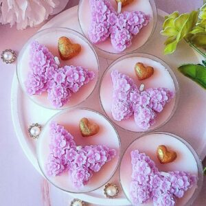 Świece "Motyl" (wersja wrzosowa) podziękowania na Roczek